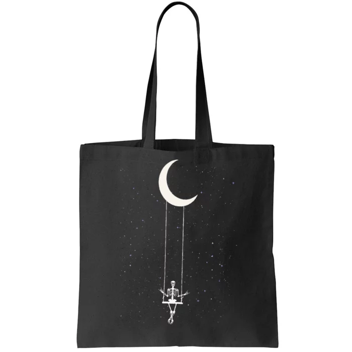 Skeleton Rock On Moon Spooky Halloween Rock Band Concerts Tote Bag