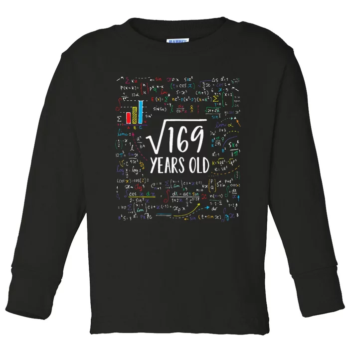 Square Root Of 169 13th Birthday 13 Year Old Gifts Math Bday Toddler Long Sleeve Shirt