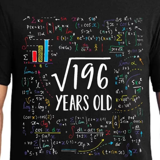 Square Root Of 196 14th Birthday 14 Year Old Gifts Math Bday Pajama Set