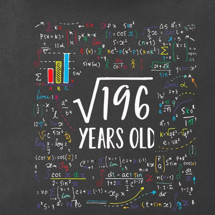 Square Root Of 196 14th Birthday 14 Year Old Gifts Math Bday Zip Tote Bag