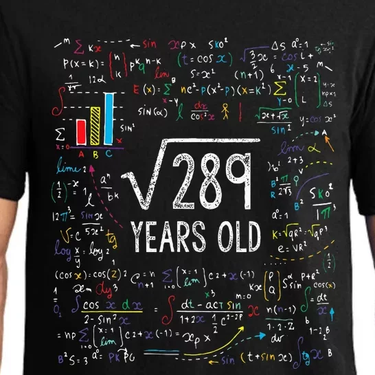 Square Root Of 289 17th Birthday 17 Year Old Gifts Math Bday Pajama Set