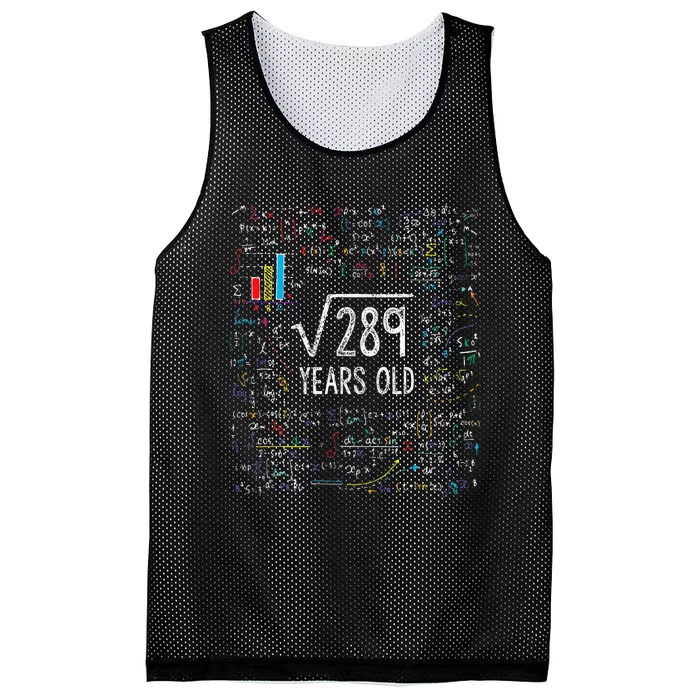 Square Root Of 289 17th Birthday 17 Year Old Gifts Math Bday Mesh Reversible Basketball Jersey Tank