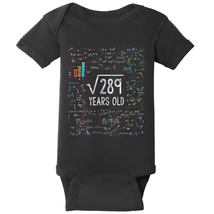 Square Root Of 289 17th Birthday 17 Year Old Gifts Math Bday Baby Bodysuit