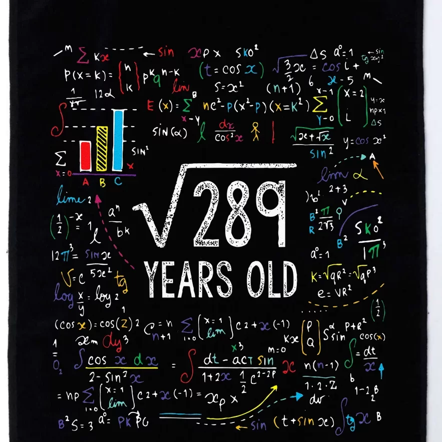 Square Root Of 289 17th Birthday 17 Year Old Gifts Math Bday Platinum Collection Golf Towel