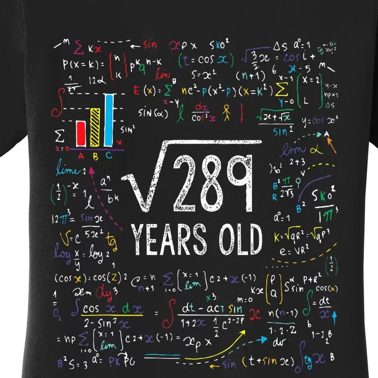 Square Root Of 289 17th Birthday 17 Year Old Gifts Math Bday Women's T-Shirt