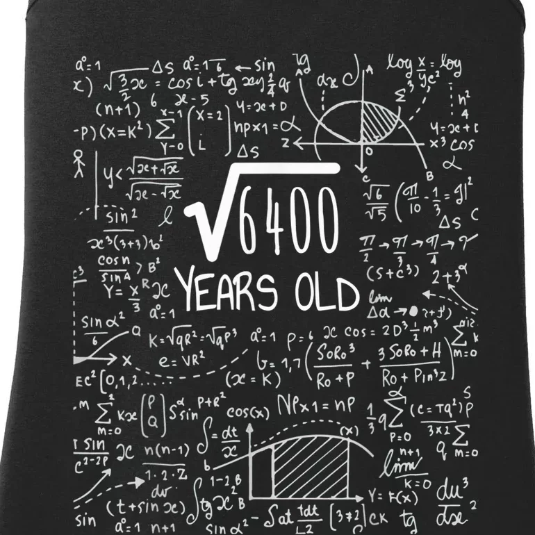 Square Root of 6400: 80 Years Old - 80th Birthday Ladies Essential Tank