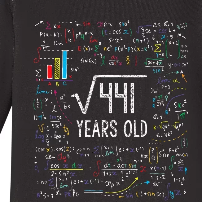 Square Root Of 441 21st Birthday 21 Year Old Gifts Math Bday Baby Long Sleeve Bodysuit