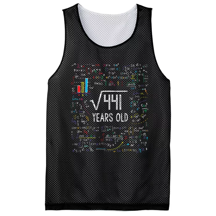 Square Root Of 441 21st Birthday 21 Year Old Gifts Math Bday Mesh Reversible Basketball Jersey Tank