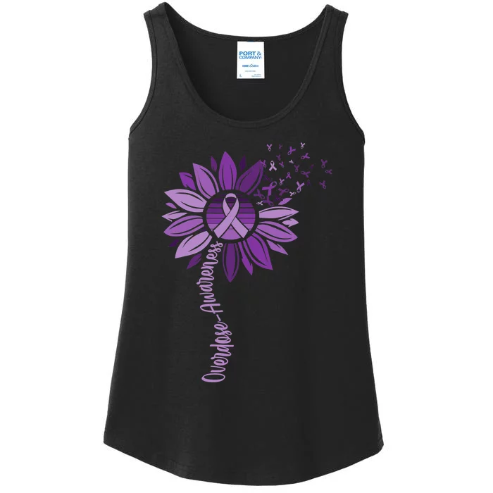 Sunflower Ribbons Overdose Awareness Ladies Essential Tank