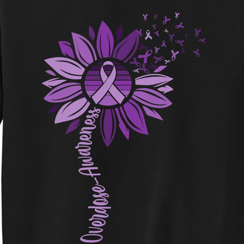 Sunflower Ribbons Overdose Awareness Tall Sweatshirt