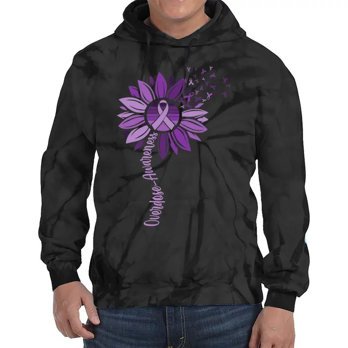 Sunflower Ribbons Overdose Awareness Tie Dye Hoodie