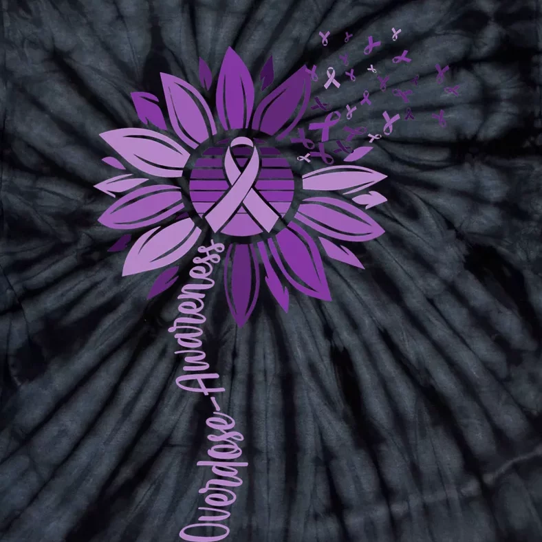 Sunflower Ribbons Overdose Awareness Tie-Dye T-Shirt