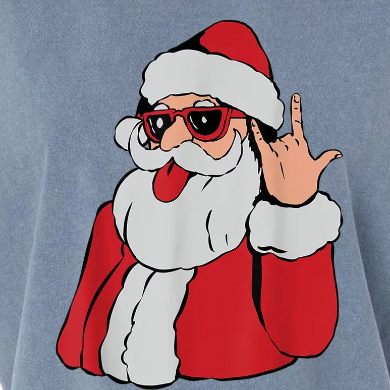 Santa Rock On Hand Christmas Pajama Cool Xcute Giftmas Rocker Funny Gift Garment-Dyed Women's Muscle Tee