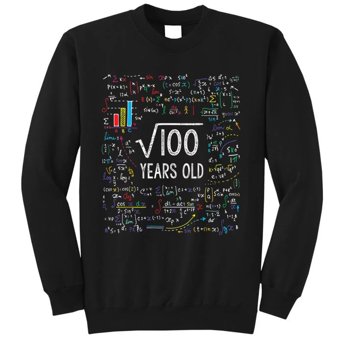 Square Root Of 100 10th Birthday 10 Year Old Gifts Math Bday Tall Sweatshirt