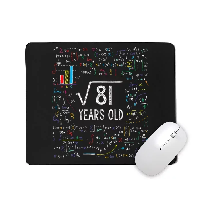 Square Root Of 81 9th Birthday 9 Year Old Gifts Math Bday Mousepad