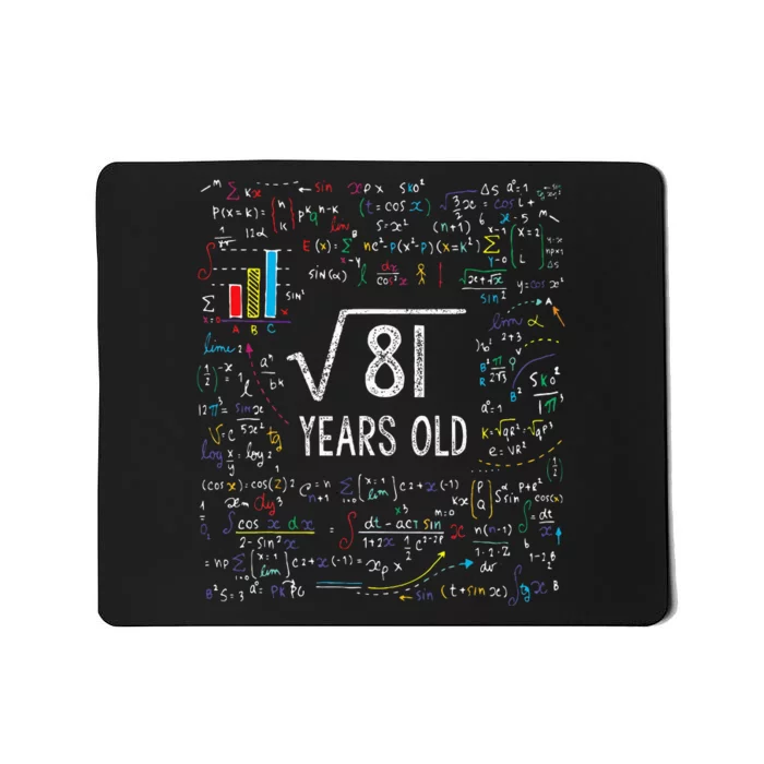 Square Root Of 81 9th Birthday 9 Year Old Gifts Math Bday Mousepad