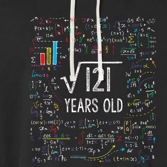 Square Root Of 121 11th Birthday 11 Year Old Gifts Math Bday Garment-Dyed Fleece Hoodie