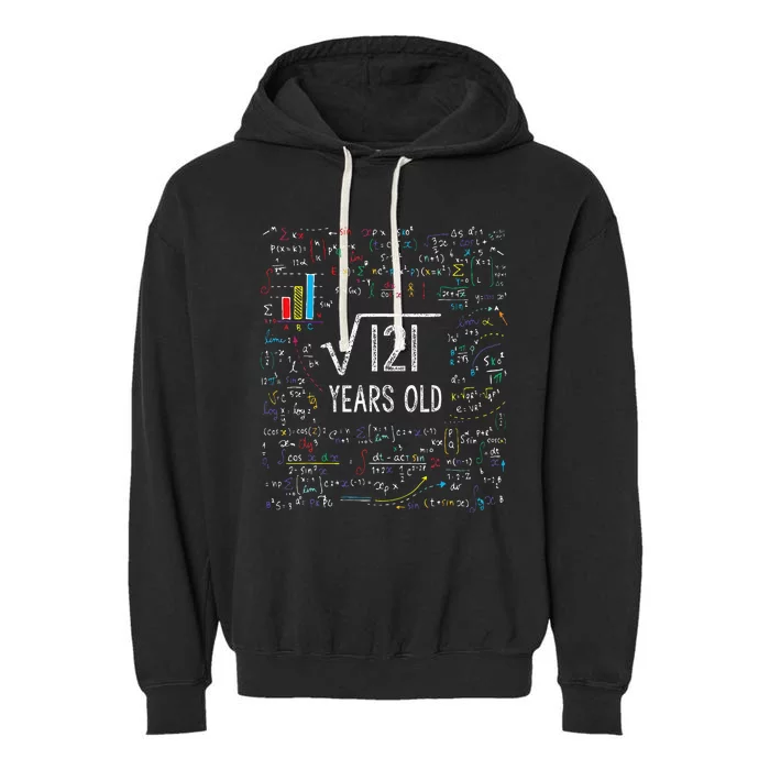 Square Root Of 121 11th Birthday 11 Year Old Gifts Math Bday Garment-Dyed Fleece Hoodie