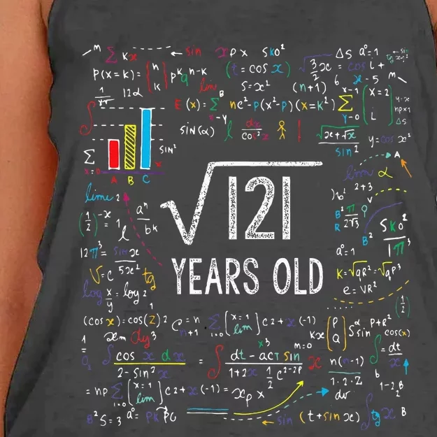 Square Root Of 121 11th Birthday 11 Year Old Gifts Math Bday Women's Knotted Racerback Tank