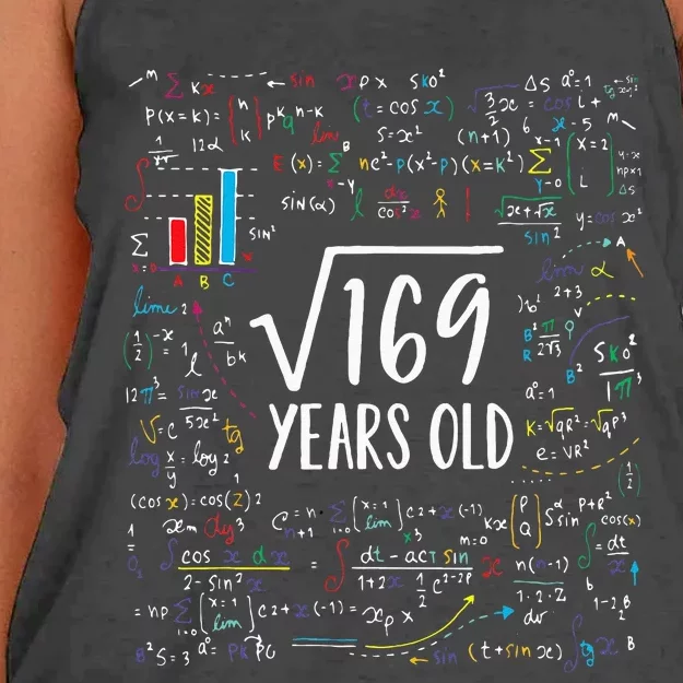 Square Root Of 169 13th Birthday 13 Year Old Gifts Math Bday Women's Knotted Racerback Tank