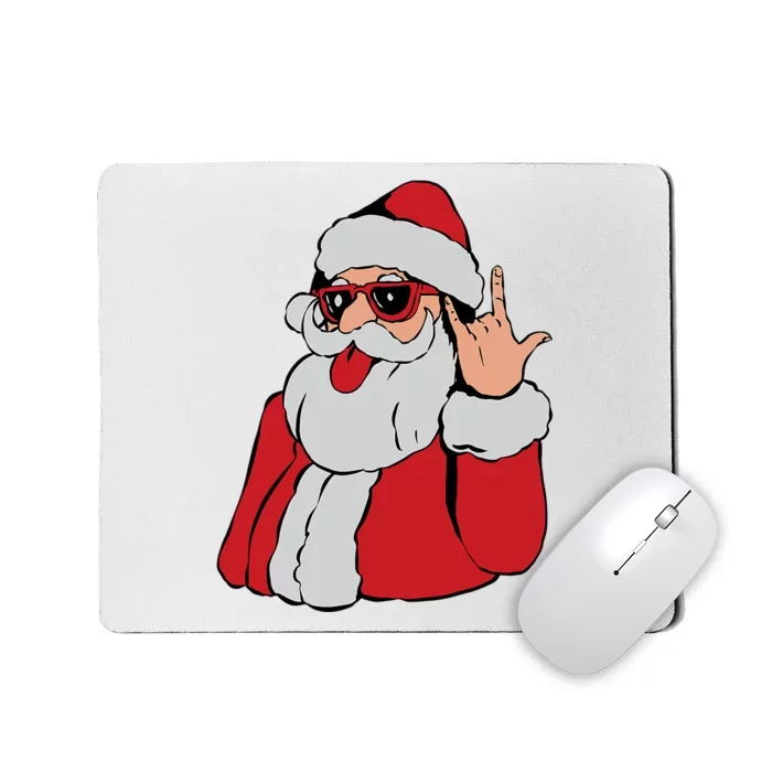 Santa Rock On Hand Christmas Pajama Cool Xmas Rocker Mousepad