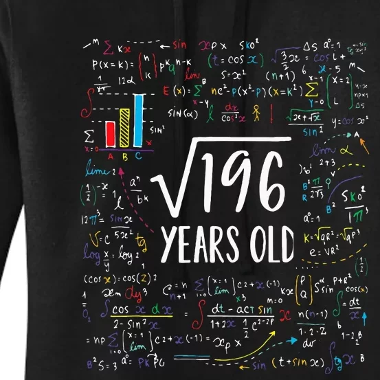 Square Root Of 196 14th Birthday 14 Year Old Gifts Math Bday Women's Pullover Hoodie