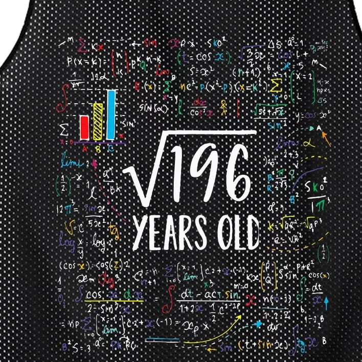 Square Root Of 196 14th Birthday 14 Year Old Gifts Math Bday Mesh Reversible Basketball Jersey Tank