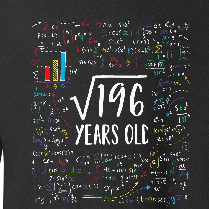 Square Root Of 196 14th Birthday 14 Year Old Gifts Math Bday Toddler Sweatshirt