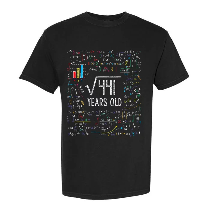 Square Root Of 441 21st Birthday 21 Year Old Gifts Math Bday Garment-Dyed Heavyweight T-Shirt