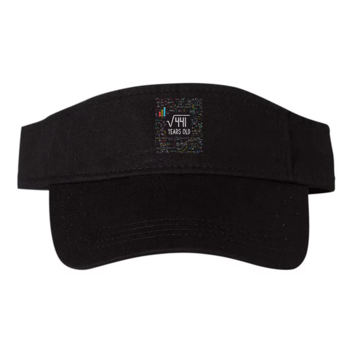 Square Root Of 441 21st Birthday 21 Year Old Gifts Math Bday Valucap Bio-Washed Visor