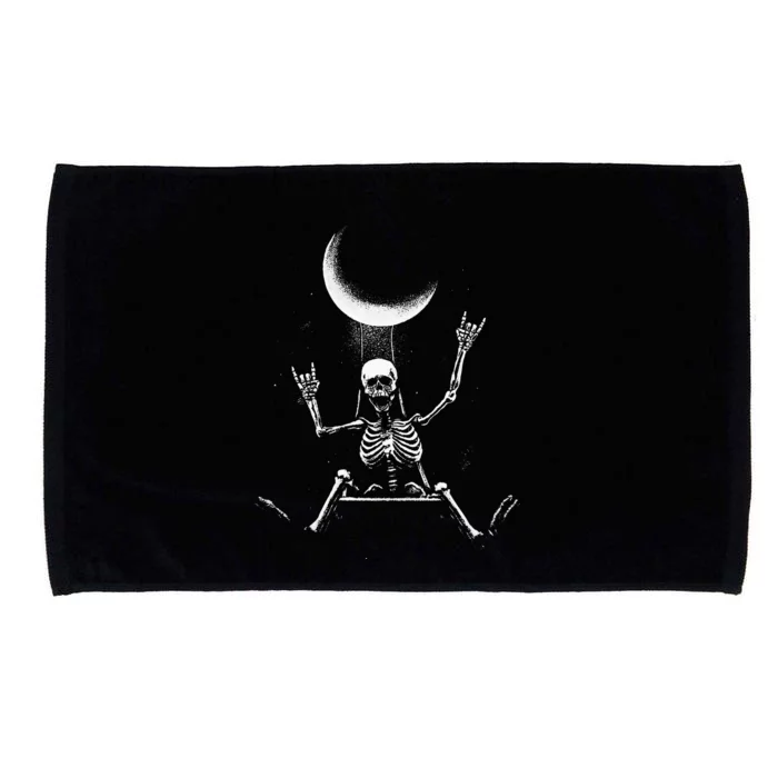 Skeleton Rock On Moon Spooky Halloween Rock Bands Concerts Microfiber Hand Towel