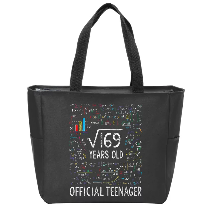 Square Root Of 169 13 Years Old Nager Birthday Zip Tote Bag