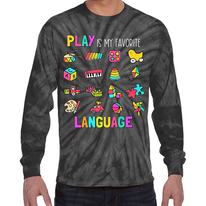 Speech Rapy Play Is My Favorite Language Slp Rapist Tie-Dye Long Sleeve Shirt