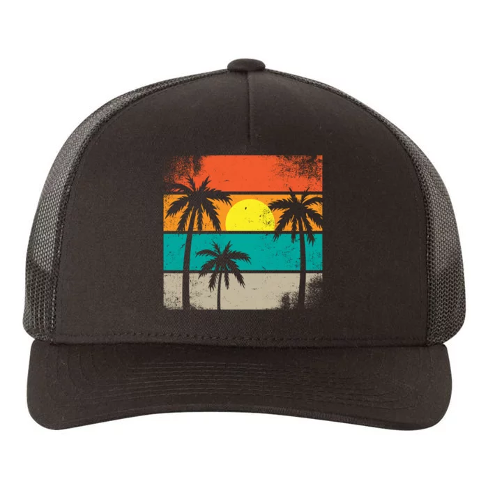 Summer Retro Palm Trees Tropical Yupoong Adult 5-Panel Trucker Hat