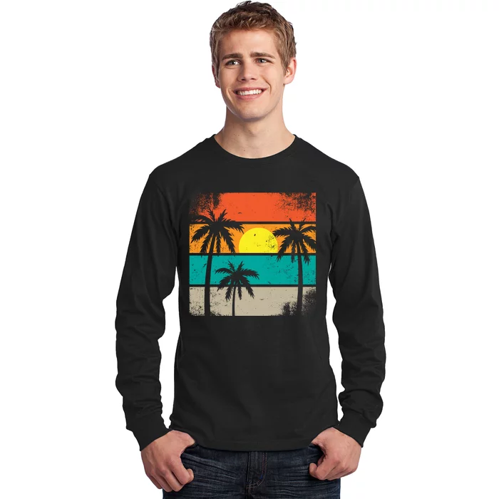 Summer Retro Palm Trees Tropical Long Sleeve Shirt