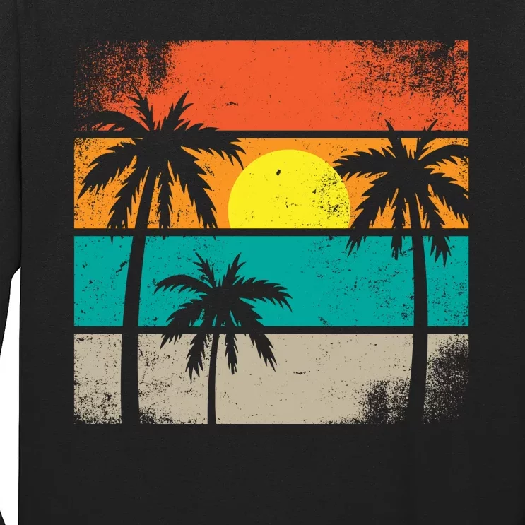 Summer Retro Palm Trees Tropical Long Sleeve Shirt