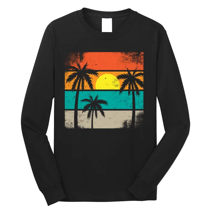 Summer Retro Palm Trees Tropical Long Sleeve Shirt