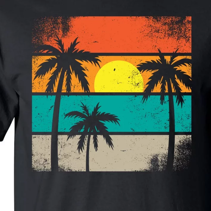 Summer Retro Palm Trees Tropical Tall T-Shirt