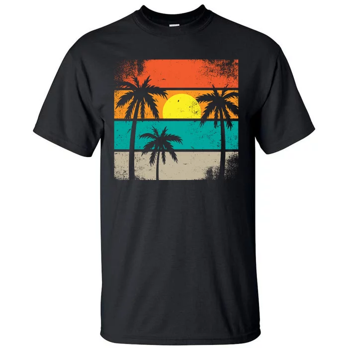 Summer Retro Palm Trees Tropical Tall T-Shirt