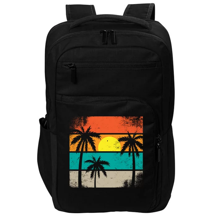 Summer Retro Palm Trees Tropical Impact Tech Backpack