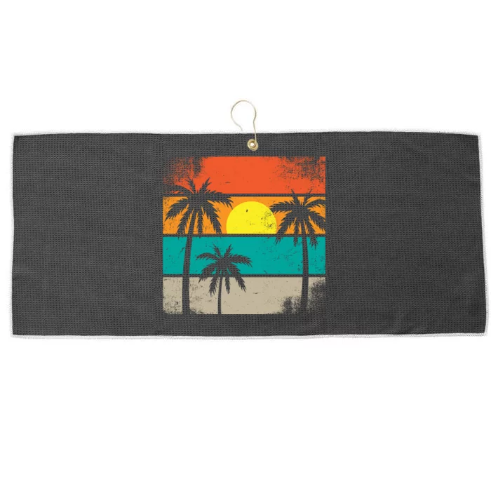 Summer Retro Palm Trees Tropical Large Microfiber Waffle Golf Towel