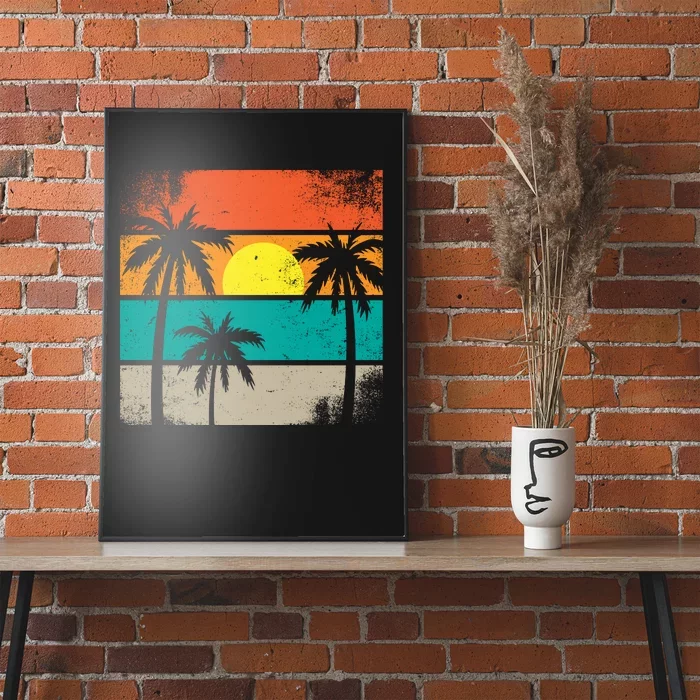 Summer Retro Palm Trees Tropical Poster