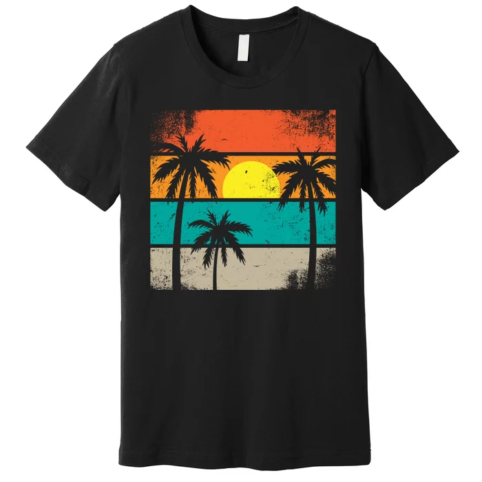 Summer Retro Palm Trees Tropical Premium T-Shirt