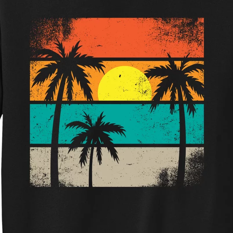 Summer Retro Palm Trees Tropical Tall Sweatshirt