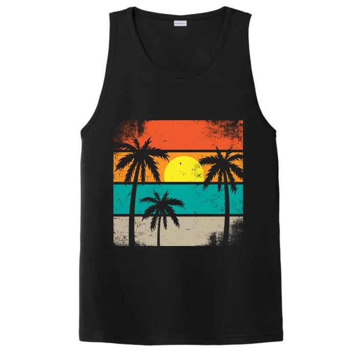 Summer Retro Palm Trees Tropical Performance Tank