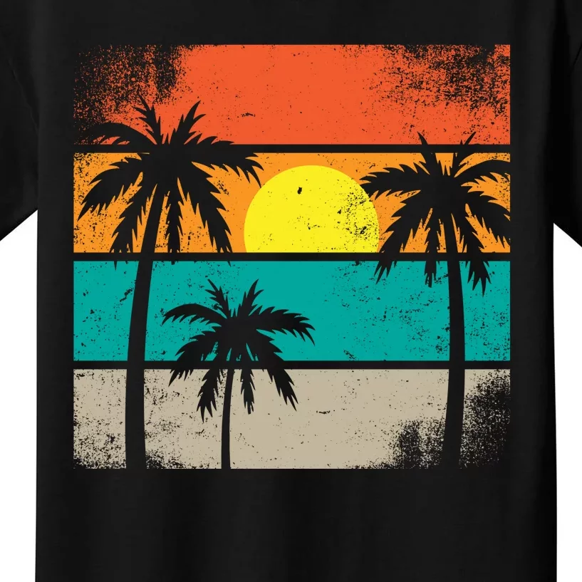 Summer Retro Palm Trees Tropical Kids T-Shirt