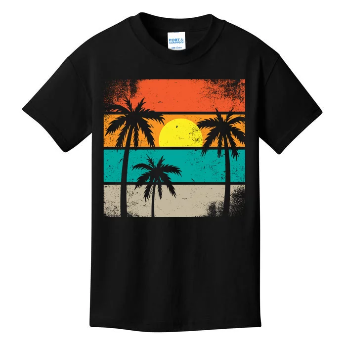 Summer Retro Palm Trees Tropical Kids T-Shirt