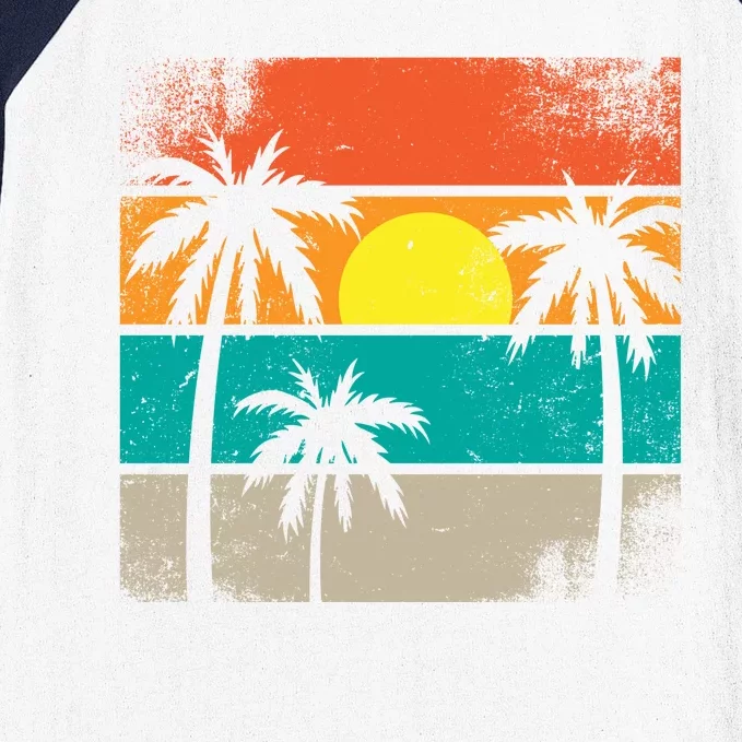 Summer Retro Palm Trees Tropical Baseball Sleeve Shirt