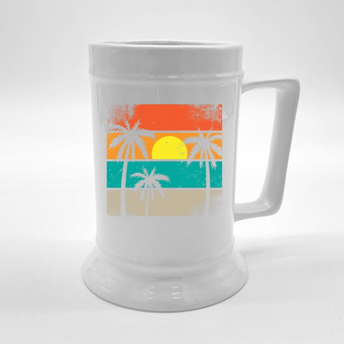 Summer Retro Palm Trees Tropical Front & Back Beer Stein