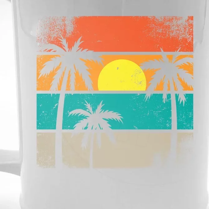 Summer Retro Palm Trees Tropical Front & Back Beer Stein